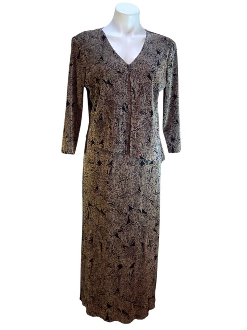 Vintage 90s Perceptions Dress 12 Petite Brown Black